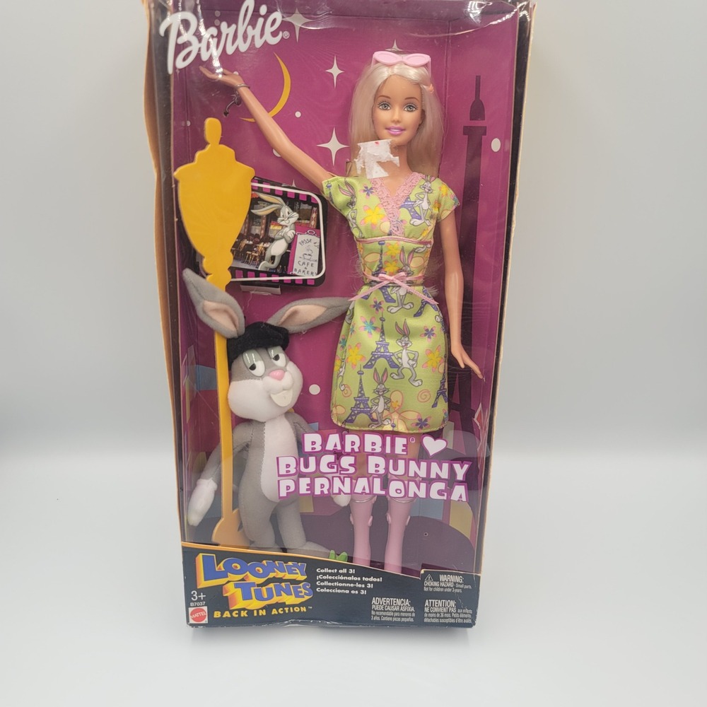 Vintage Barbie Looney Tunes Back In Action Bugs Bunny Paris Doll Set 2003 Y2K